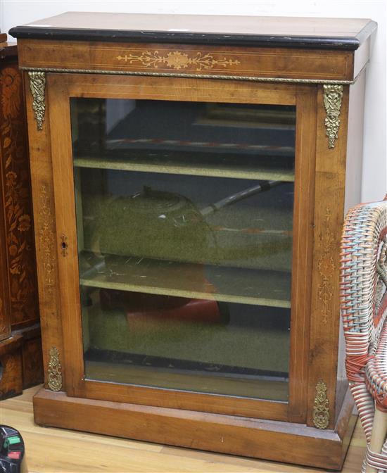 A Victorian walnut inlaid pier cabinet, W.76cm